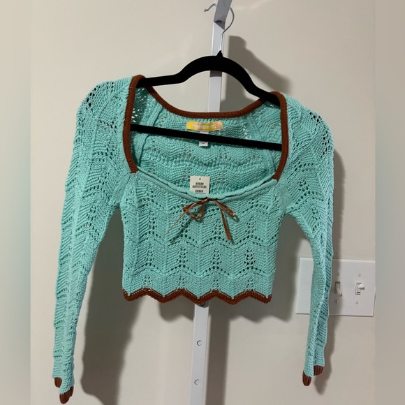Urban Outfitters Blue and Brown Crochet Sweater - Picture 3 of 5